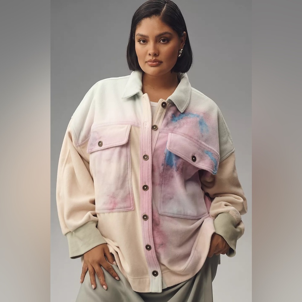 NWT! Anthro Pilcro Cotton Microfleece Button-Front Jacket - Medium Petite - Picture 5 of 8